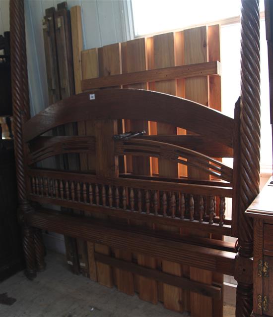 An Indonesian hardwood kingsize double four poster bedstead